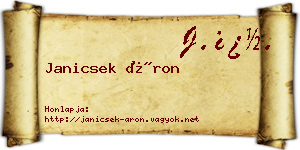 Janicsek Áron névjegykártya